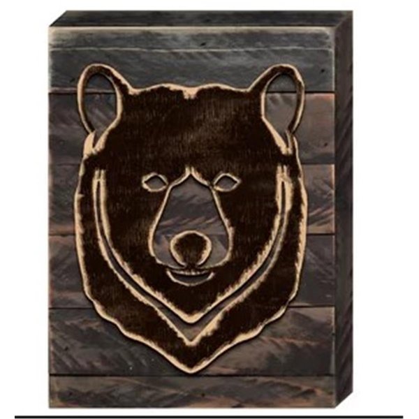 Designocracy Brown Bear Face Silhouette Art on Board Wall Decor 98214412